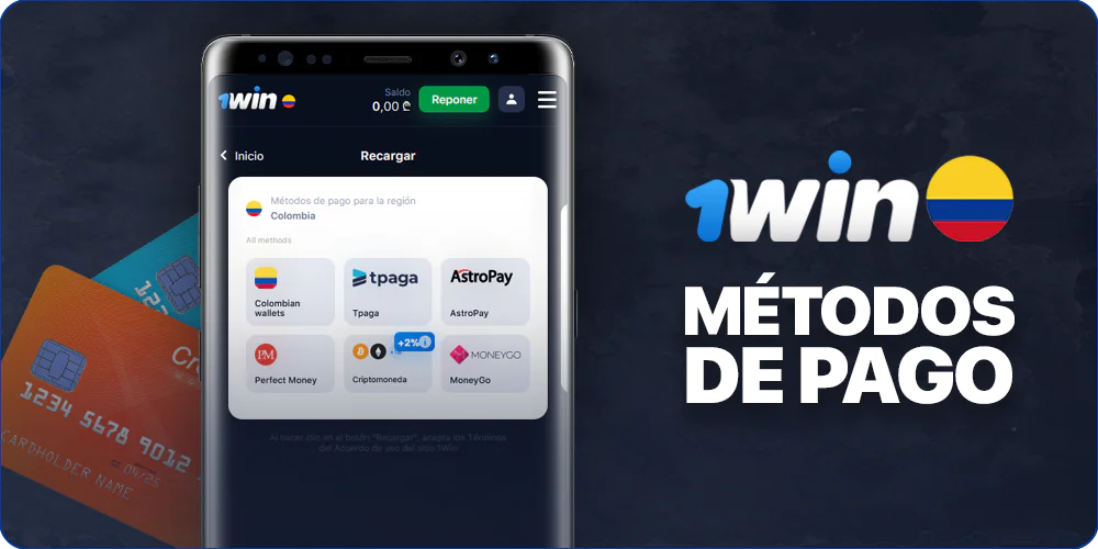 Métodos de pago para jugadores colombianos disponibles en la App móvil 1Win