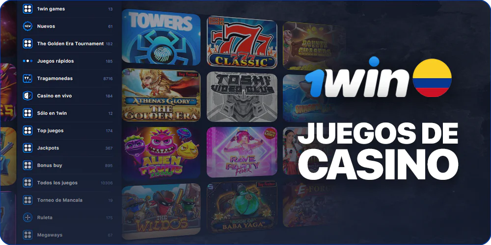 Todos los juegos de 1Win Casino disponibles para los jugadores colombianos
