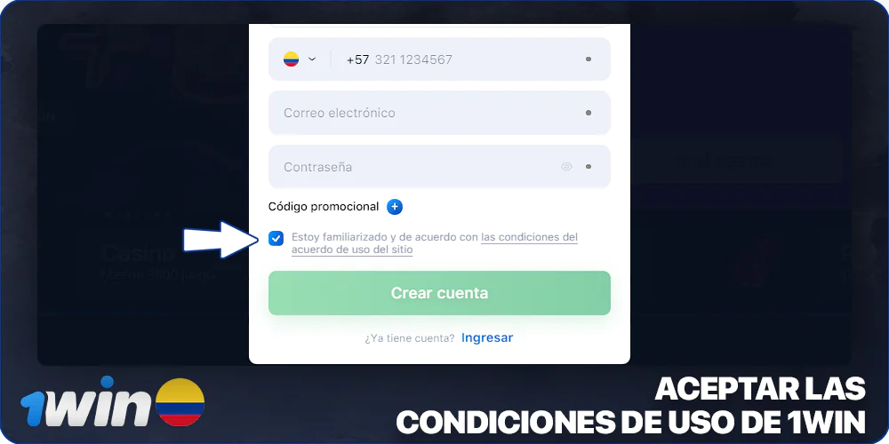 Aceptar las condiciones de 1Win