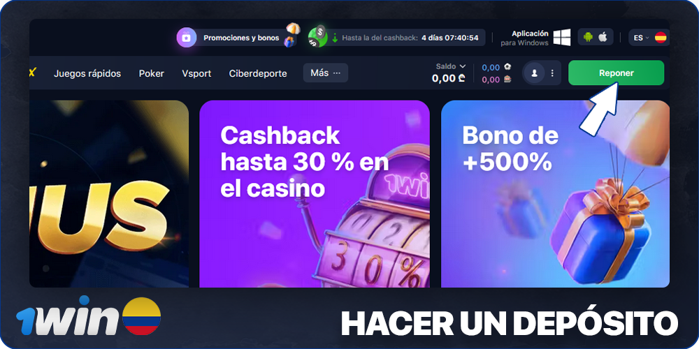 Hacer un depósito en 1Win